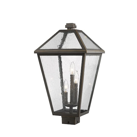Z-Lite Talbot 3 Light Outdoor Post Mount Fixture, Oil Rubbed Bronze And Seedy 579PHXLS-ORB